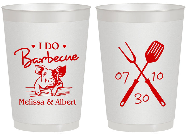 Personalized Wedding 20 oz Frosted Cups - I Do Barbecue Bbq | 446