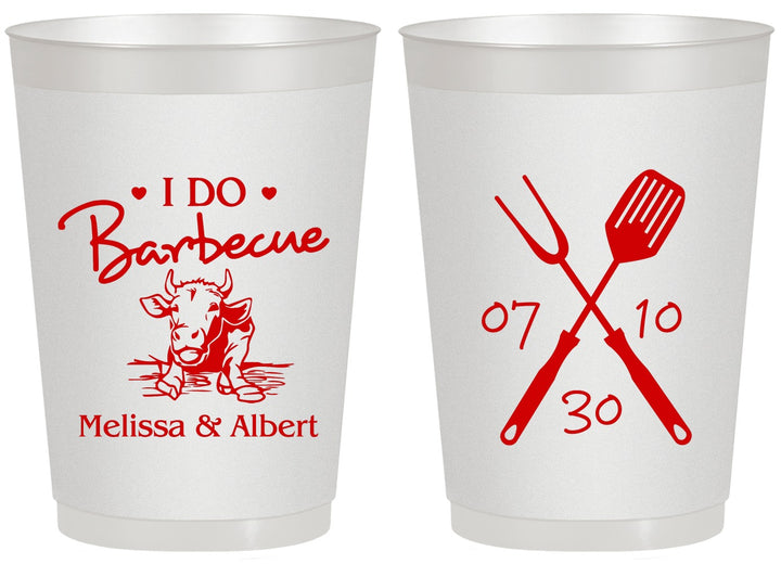 Personalized Wedding 20 oz Frosted Cups - I Do Barbecue Bbq | 447