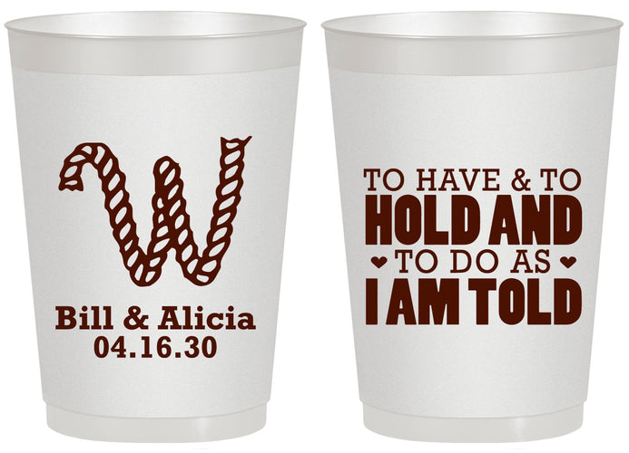 Personalized Wedding 20 oz Frosted Cups - To Have And To Hold | 449