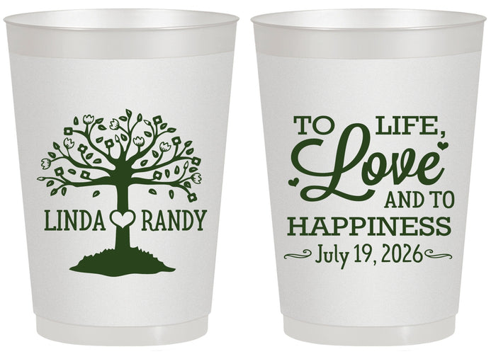 Personalized Wedding 20 oz Frosted Cups - Love And Happiness | 451