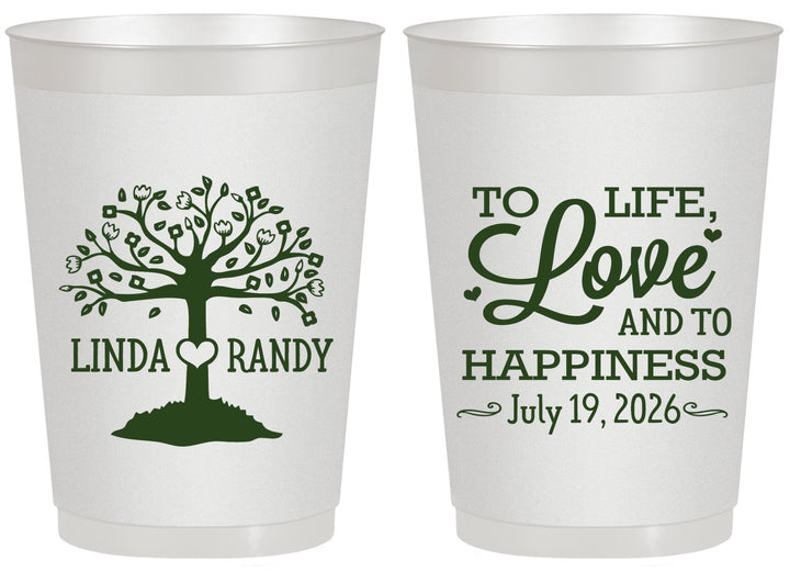 Personalized Wedding 20 oz Frosted Cups - Love And Happiness | 451