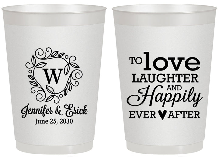 Personalized Wedding 20 oz Frosted Cups - Love Laughter Happily | 461