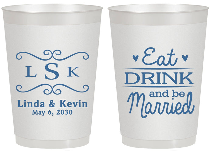 Personalized Wedding 20 oz Frosted Cups - Eat Drink Be Married | 463