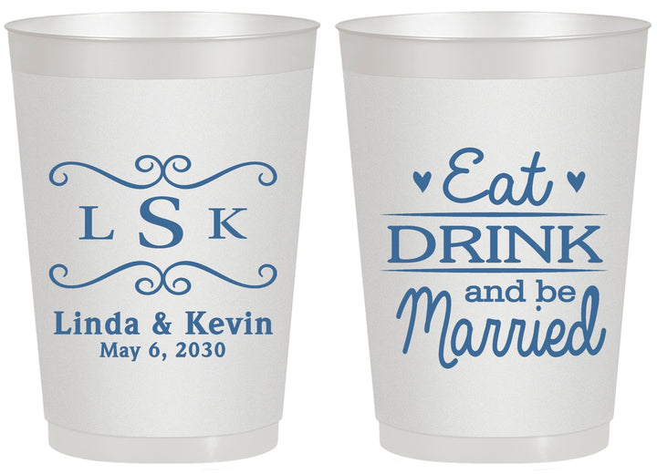 Personalized Wedding 20 oz Frosted Cups - Eat Drink Be Married | 463
