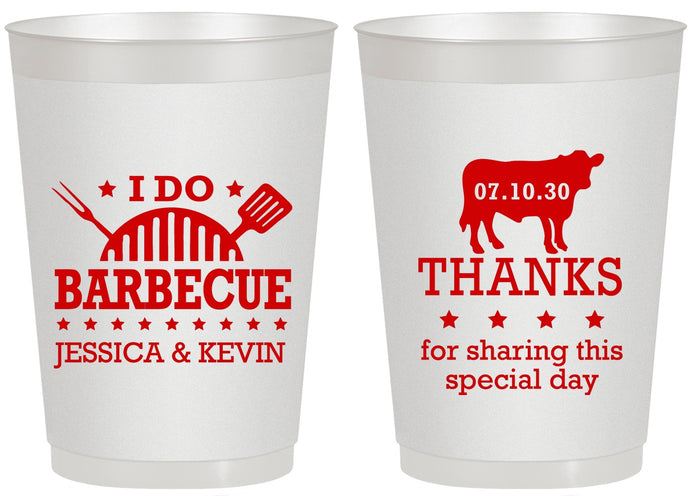 Personalized Wedding 20 oz Frosted Cups - I Do Barbecue Bbq | 468