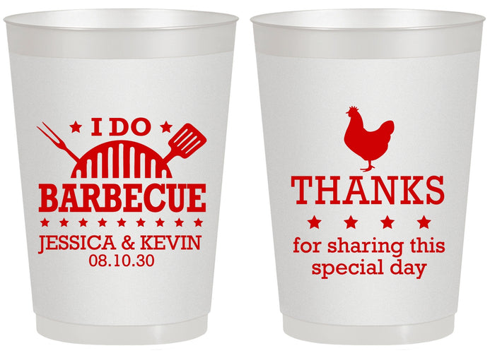 Personalized Wedding 20 oz Frosted Cups - I Do Barbecue Bbq | 469