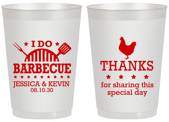 Personalized Wedding 20 oz Frosted Cups - I Do Barbecue Bbq | 469