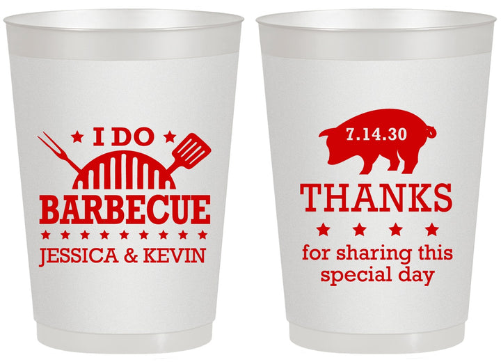 Personalized Wedding 20 oz Frosted Cups - I Do Barbecue Bbq | 470