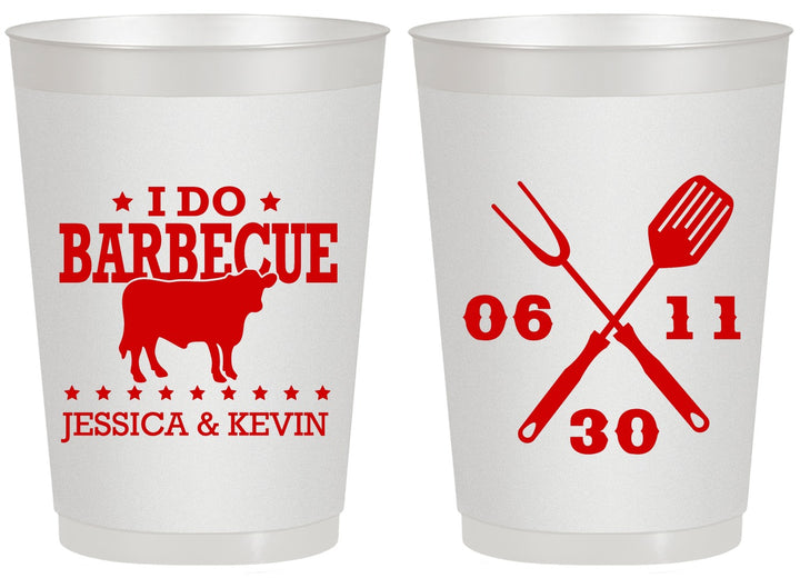 Personalized Wedding 20 oz Frosted Cups - I Do Barbecue Bbq | 471
