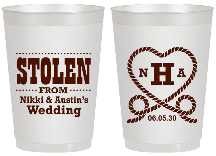 Personalized Wedding 20 oz Frosted Cups - Stolen Monogram | 474