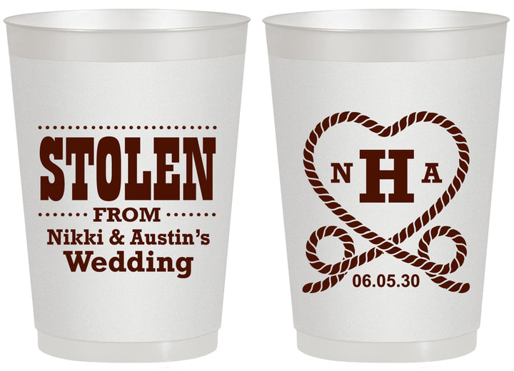 Personalized Wedding 20 oz Frosted Cups - Stolen Monogram | 474