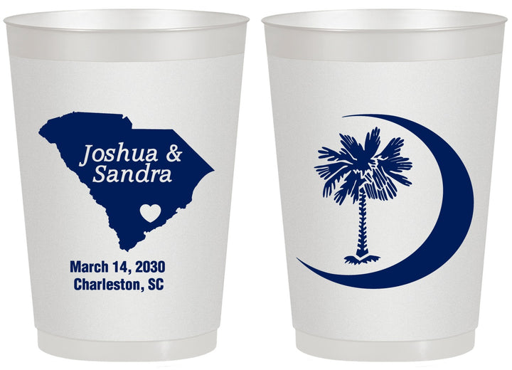 Personalized Wedding 20 oz Frosted Cups - Palmetto Tree | 475