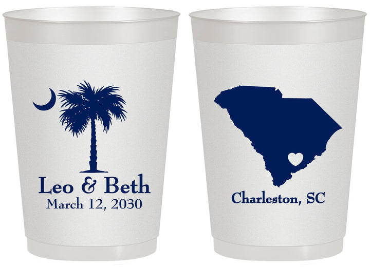 Personalized Wedding 20 oz Frosted Cups - Palmetto Tree | 476