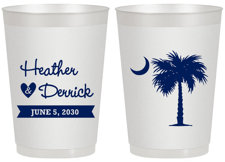 Personalized Wedding 20 oz Frosted Cups - Palmetto Tree | 477