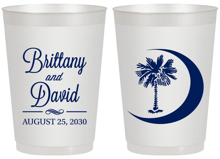 Personalized Wedding 20 oz Frosted Cups - Palmetto Tree | 478