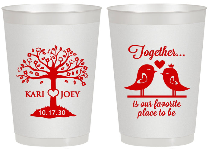 Personalized Wedding 20 oz Frosted Cups - Love Birds | 481