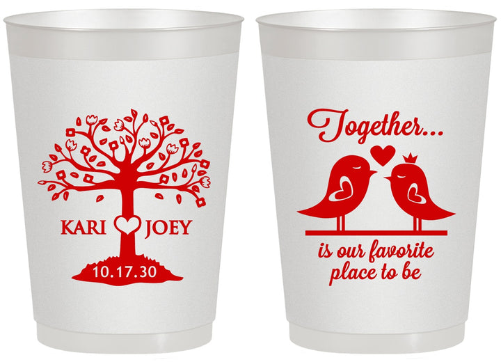 Personalized Wedding 20 oz Frosted Cups - Love Birds | 481
