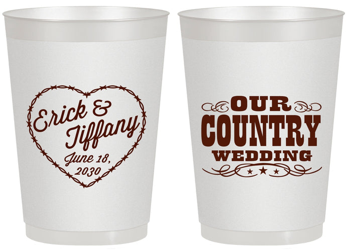 Personalized Wedding 20 oz Frosted Cups - Country Wedding | 484