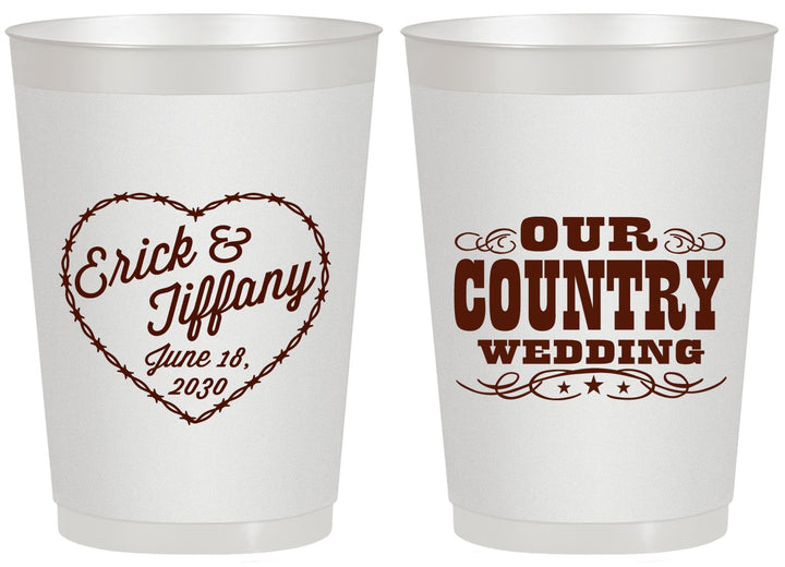 Personalized Wedding 20 oz Frosted Cups - Country Wedding | 484