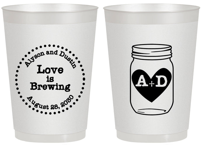 Personalized Wedding 20 oz Frosted Cups - Love Is Brewing | 486