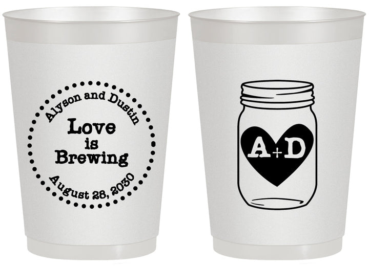 Personalized Wedding 20 oz Frosted Cups - Love Is Brewing | 486