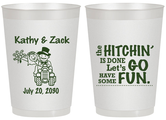 Personalized Wedding 20 oz Frosted Cups - Tractor Hitchin | 489