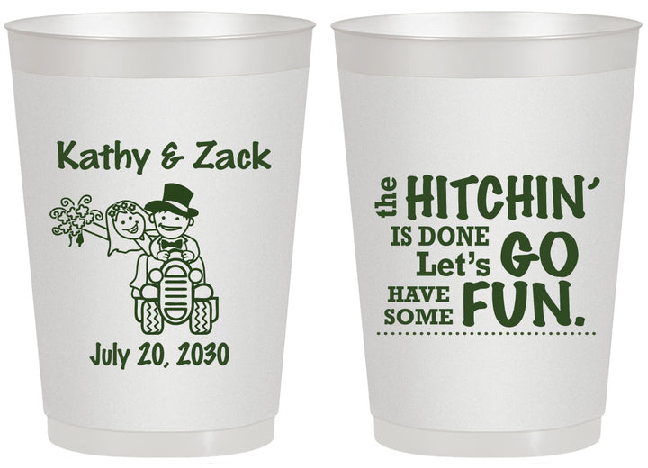 Personalized Wedding 20 oz Frosted Cups - Tractor Hitchin | 489