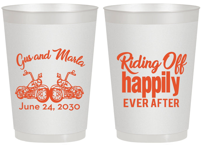 Personalized Wedding 20 oz Frosted Cups - Motorcycle | 493