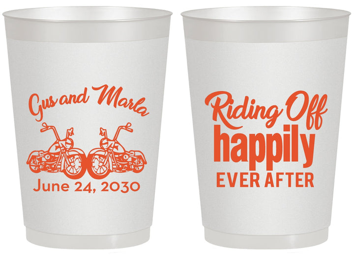 Personalized Wedding 20 oz Frosted Cups - Motorcycle | 493