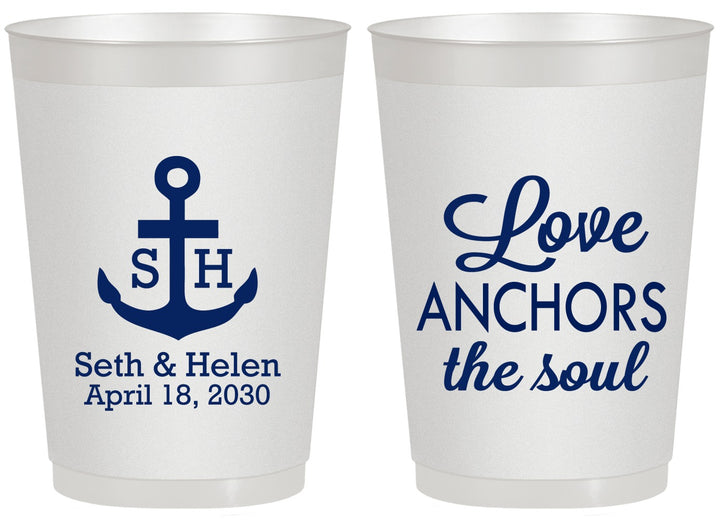 Personalized Wedding 20 oz Frosted Cups - Love Anchors The Soul | 494
