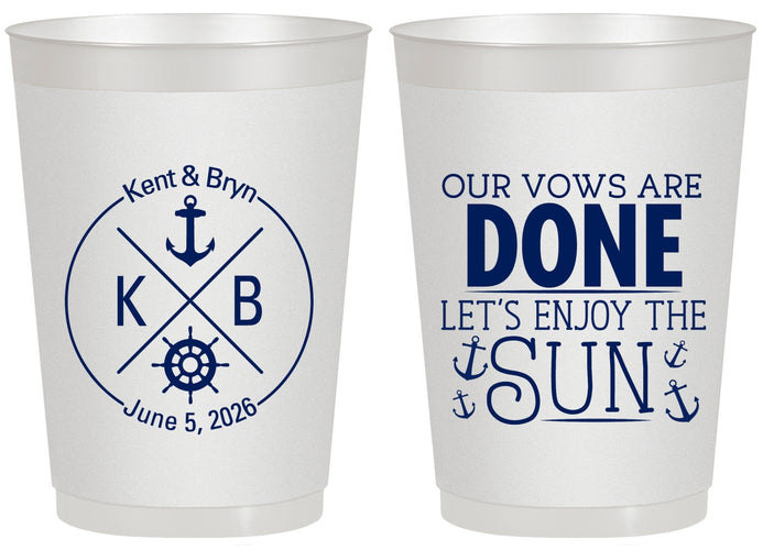 Personalized Wedding 20 oz Frosted Cups - Nautical | 495