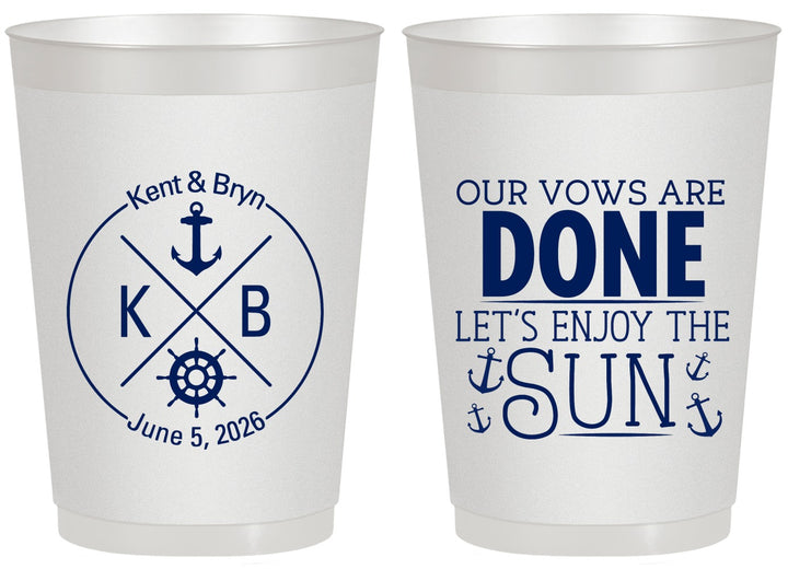 Personalized Wedding 20 oz Frosted Cups - Nautical | 495