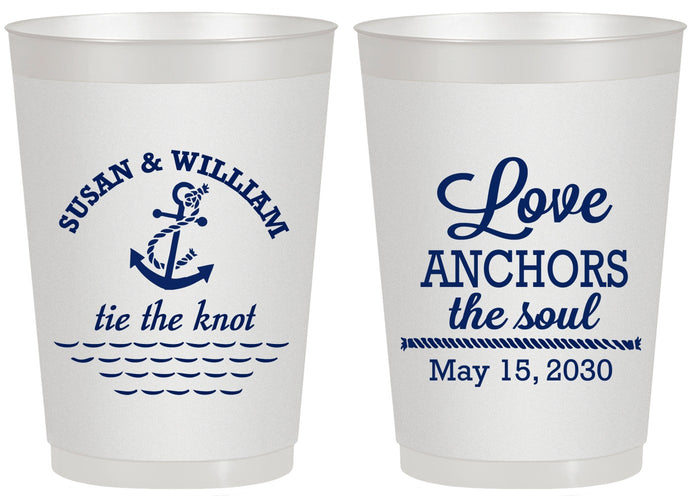 Personalized Wedding 20 oz Frosted Cups - Love Anchors The Soul | 498