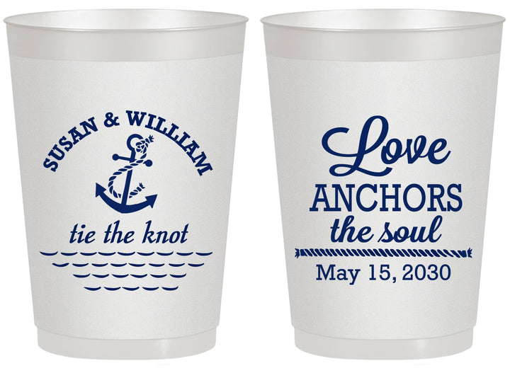 Personalized Wedding 20 oz Frosted Cups - Love Anchors The Soul | 498