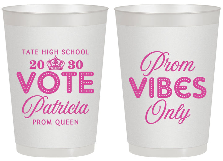 Personalized Prom 20 oz Frosted Cups - Queen Vote | 50017