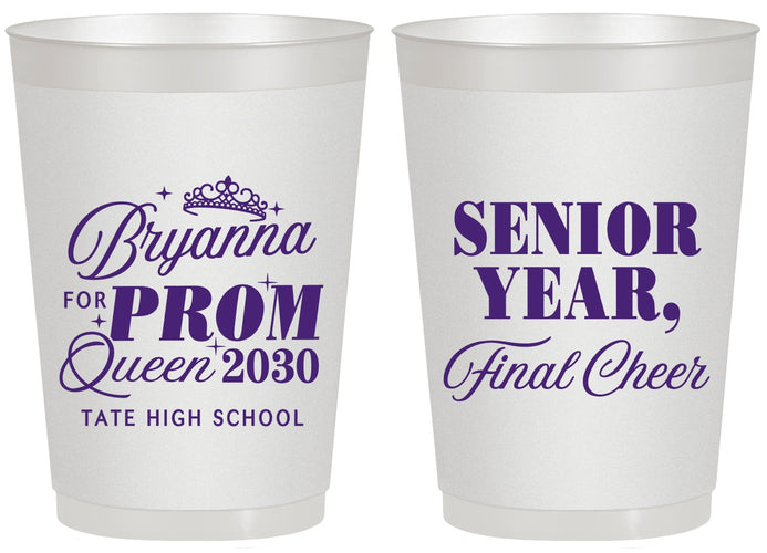 Personalized Prom 20 oz Frosted Cups - Queen Vote | 50018