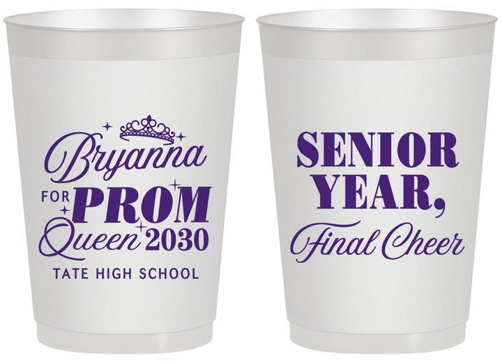 Personalized Prom 20 oz Frosted Cups - Queen Vote | 50018