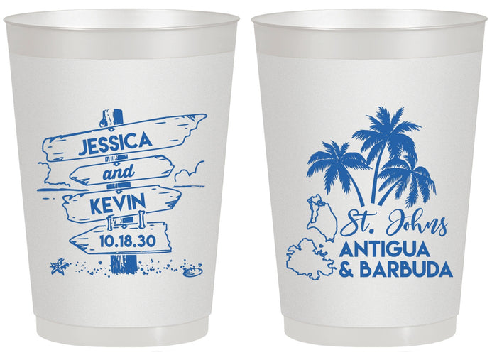 Personalized Wedding 20 oz Frosted Cups - Antigua And Barbuda | 503
