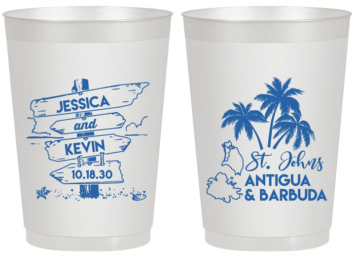 Personalized Wedding 20 oz Frosted Cups - Antigua And Barbuda | 503