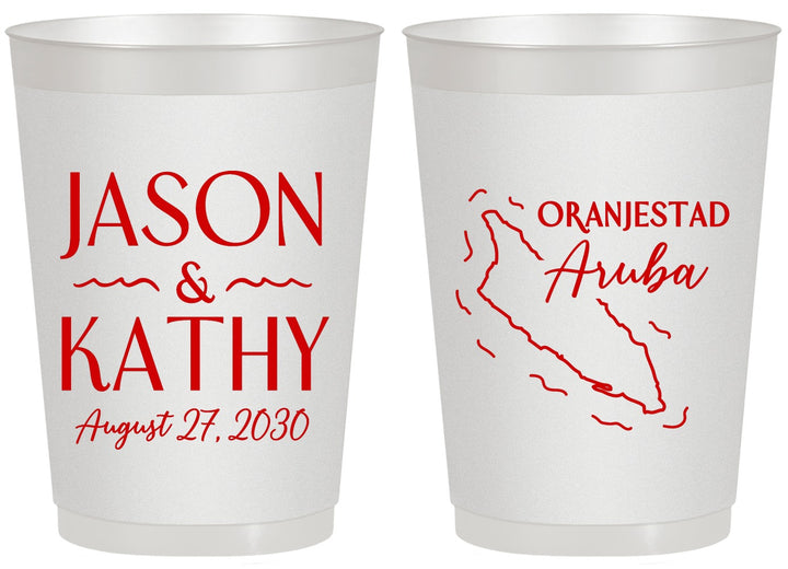 Personalized Wedding 20 oz Frosted Cups - Aruba | 504