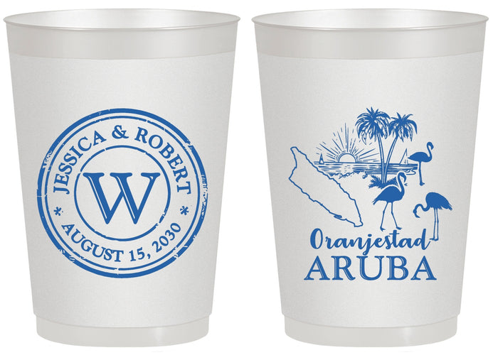 Personalized Wedding 20 oz Frosted Cups - Aruba | 505