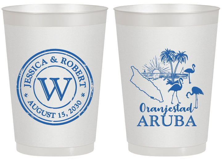 Personalized Wedding 20 oz Frosted Cups - Aruba | 505