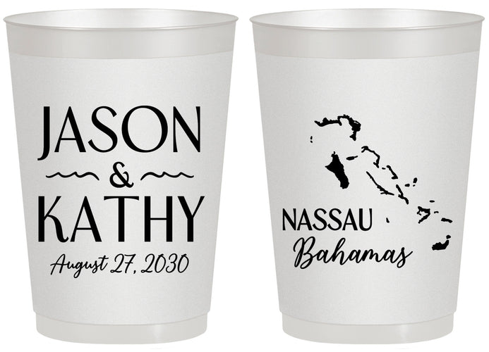 Personalized Wedding 20 oz Frosted Cups - Bahamas | 506
