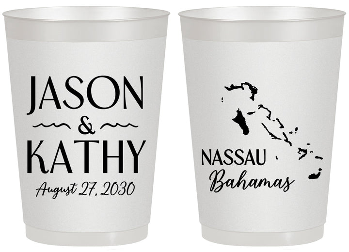 Personalized Wedding 20 oz Frosted Cups - Bahamas | 506