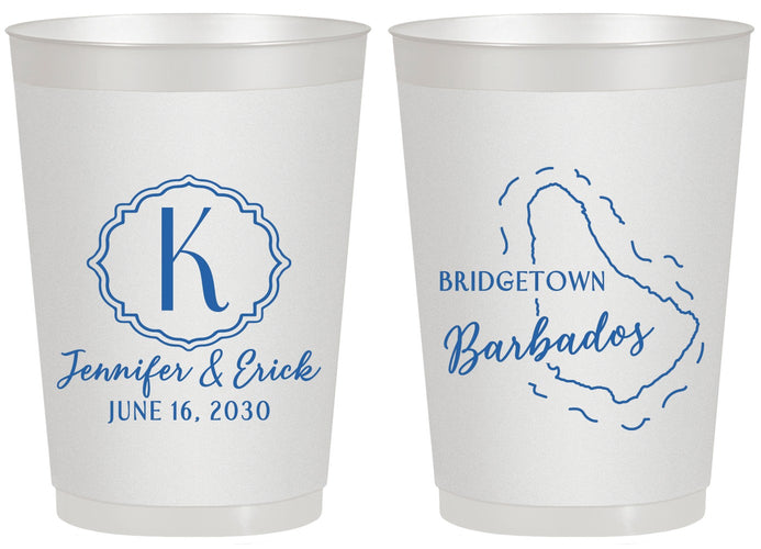 Personalized Wedding 20 oz Frosted Cups - Barbados | 508