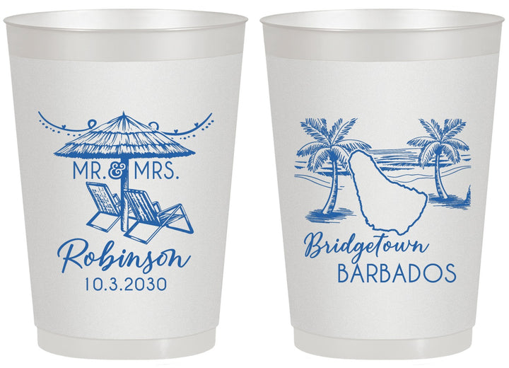 Personalized Wedding 20 oz Frosted Cups - Barbados | 509
