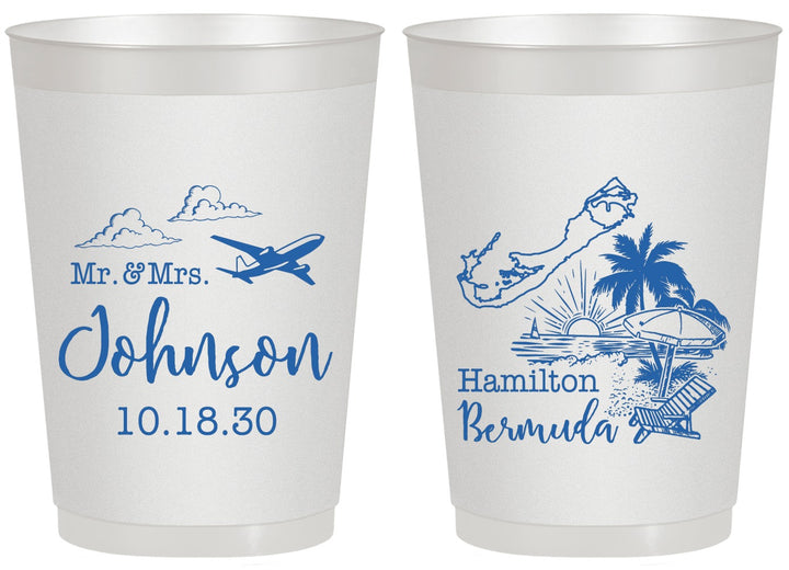 Personalized Wedding 20 oz Frosted Cups - Bermuda | 513