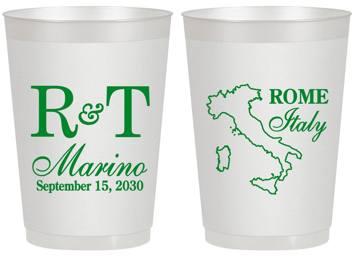 Personalized Wedding 20 oz Frosted Cups - Italy | 514