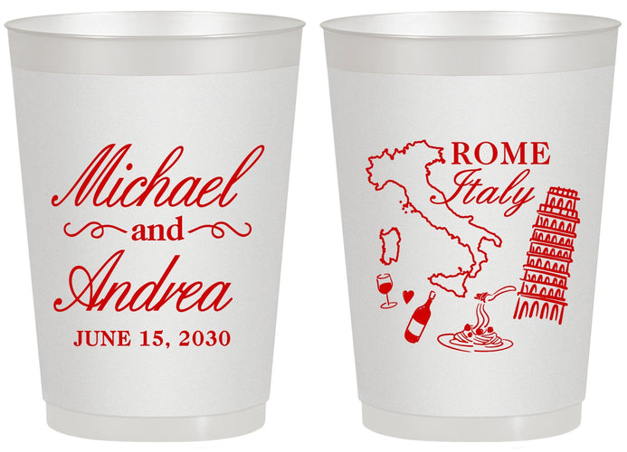 Personalized Wedding 20 oz Frosted Cups - Italy | 515