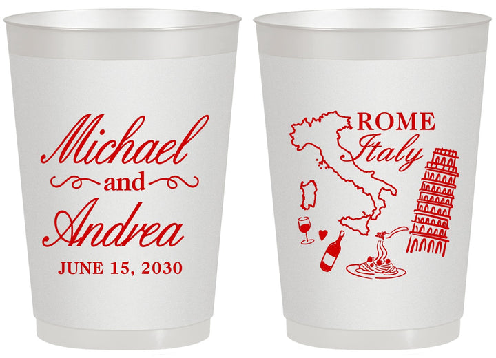 Personalized Wedding 20 oz Frosted Cups - Italy | 515